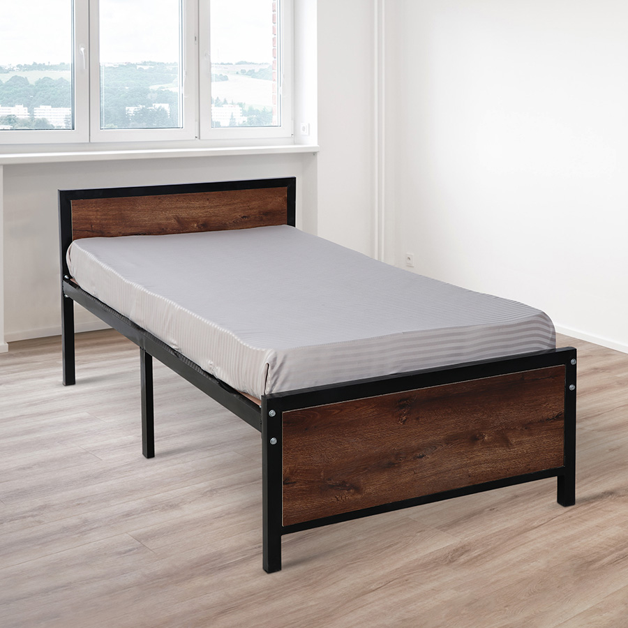 WoodenForge Wooden and Metal Single Bed