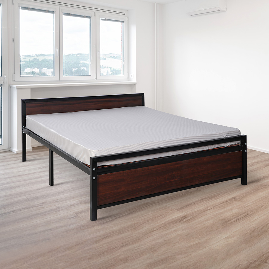 WoodenForge Wooden and Metal Queen Bed