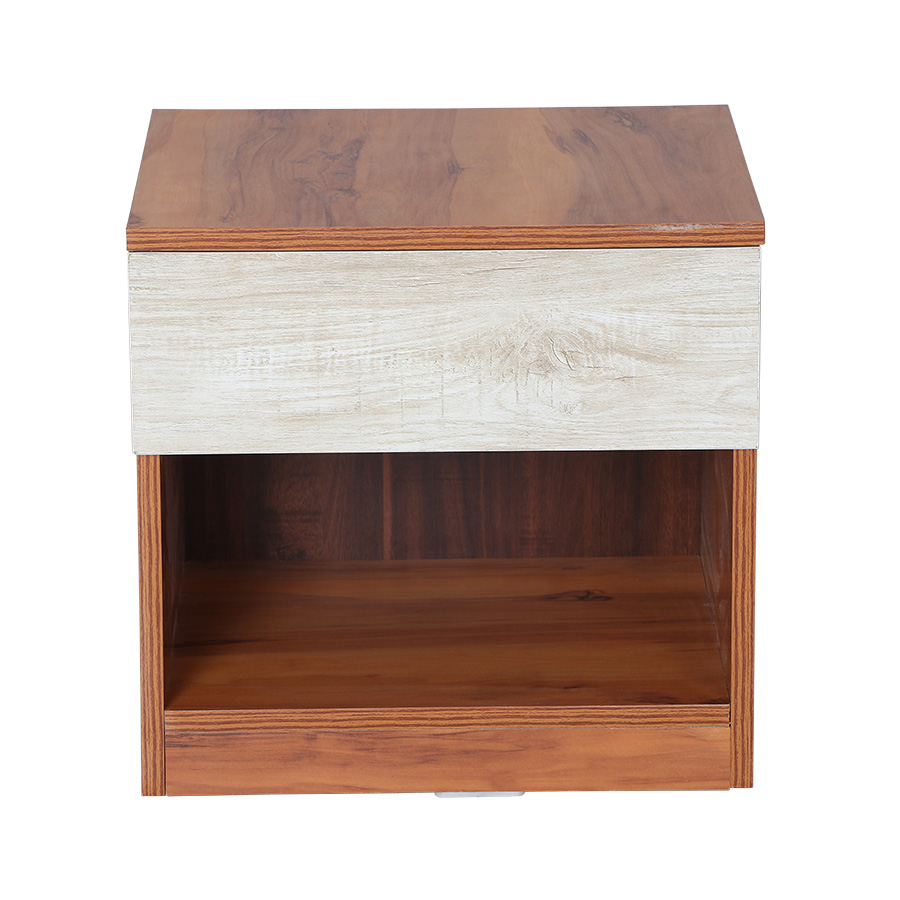DualTone  Bed Side Table (Natural Teak & Russian White)