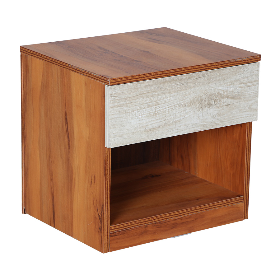 DualTone  Bed Side Table (Natural Teak & Russian White)