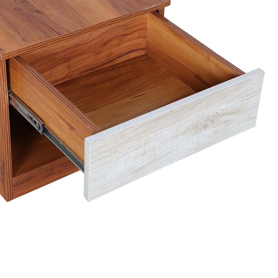 DualTone  Bed Side Table (Natural Teak & Russian White)