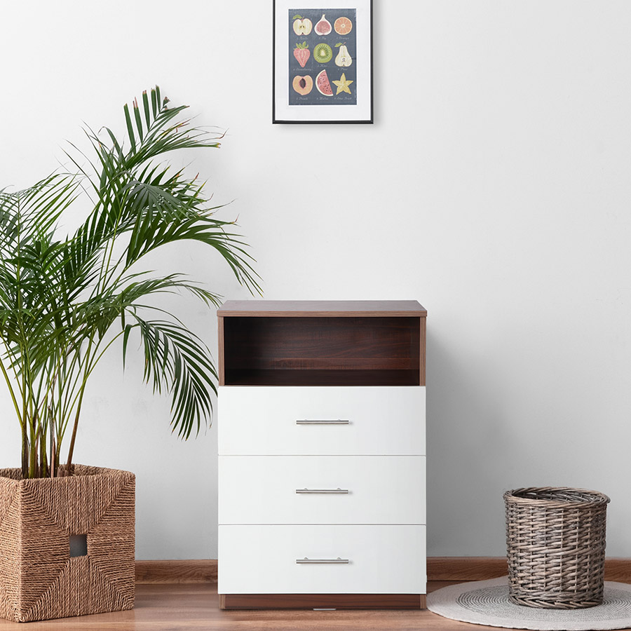 TrioChest Chest of drawer (Dark Walnut & Frosty White)