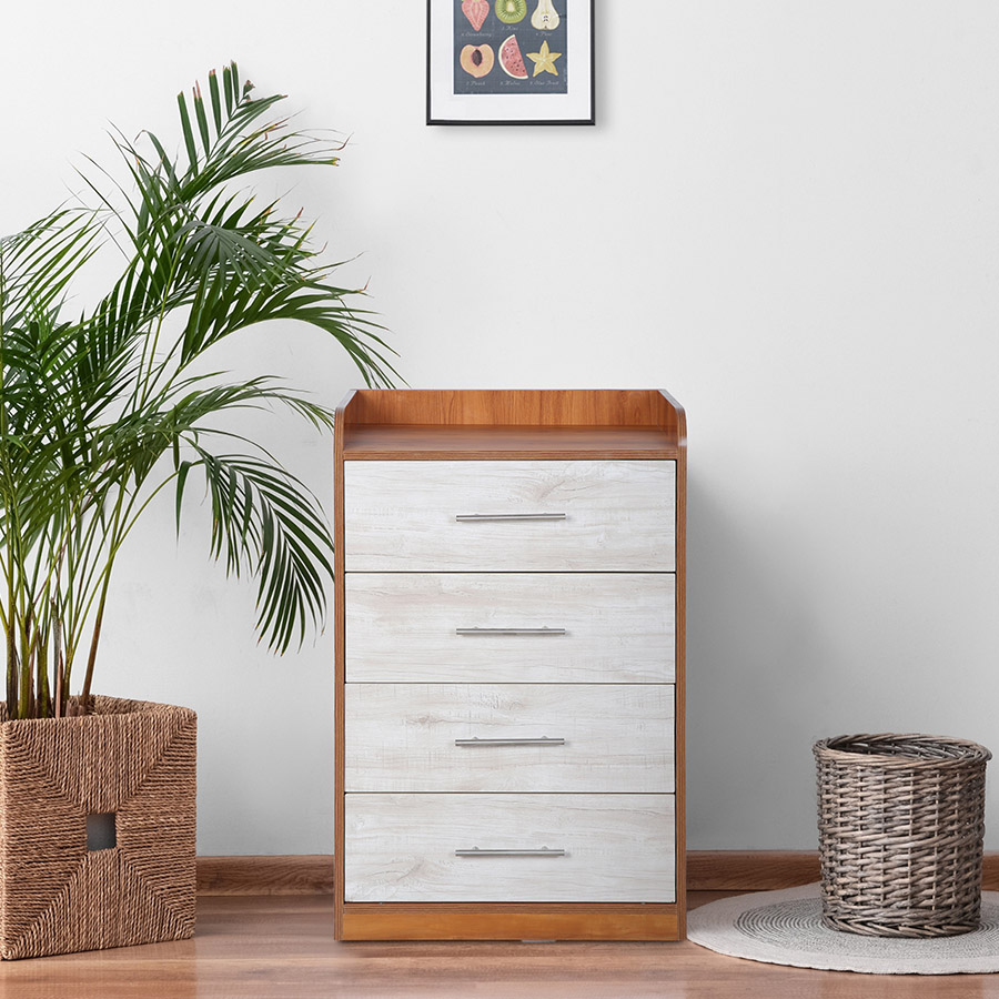 OakStack Chest of drawer  (Natural Teak & Russian White)