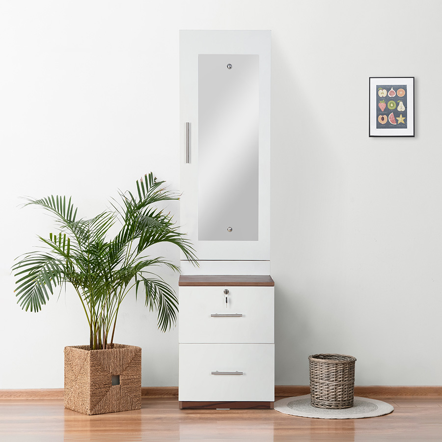 Glamora Dressing Table (Dark Walnut & Frosty White)