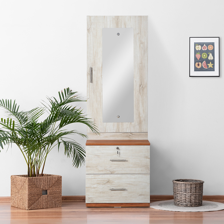 Prismira Dressing Table (Natural Teak & Russian White)