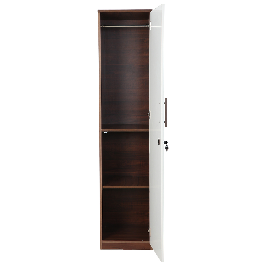 Eleganza 1 Door Wardrobe (Dark Walnut & Frosty White)-2
