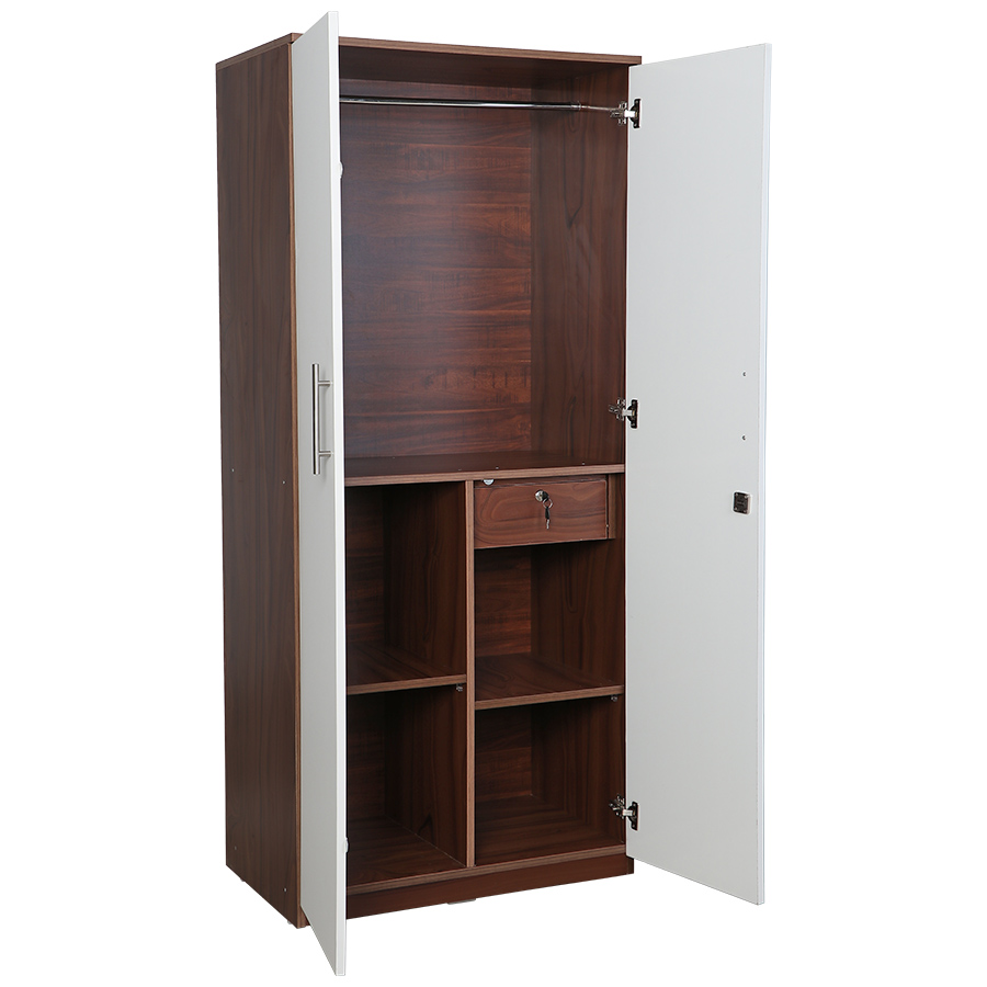 Eleganza 2 Door Wardrobe (Dark Walnut & Frosty White)-2