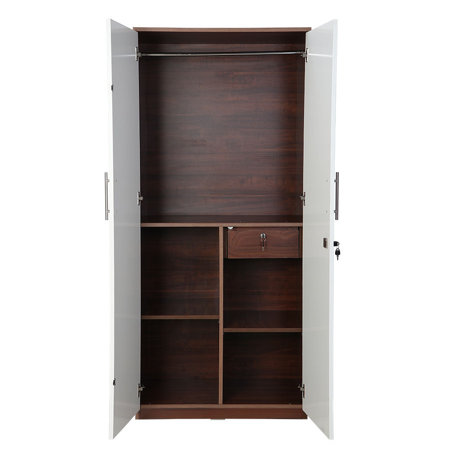 Eleganza 2 Door Wardrobe (Dark Walnut & Frosty White)-2