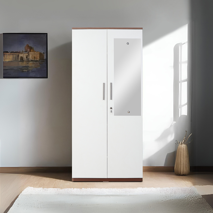 Eleganza 2 Door Wardrobe (Dark Walnut & Frosty White)