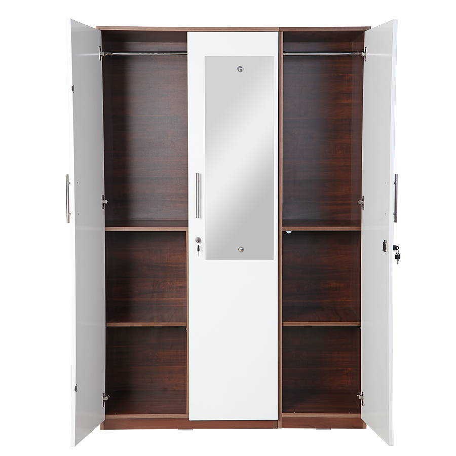 Eleganza 3 Door Wardrobe (Dark Walnut & Frosty White)-2