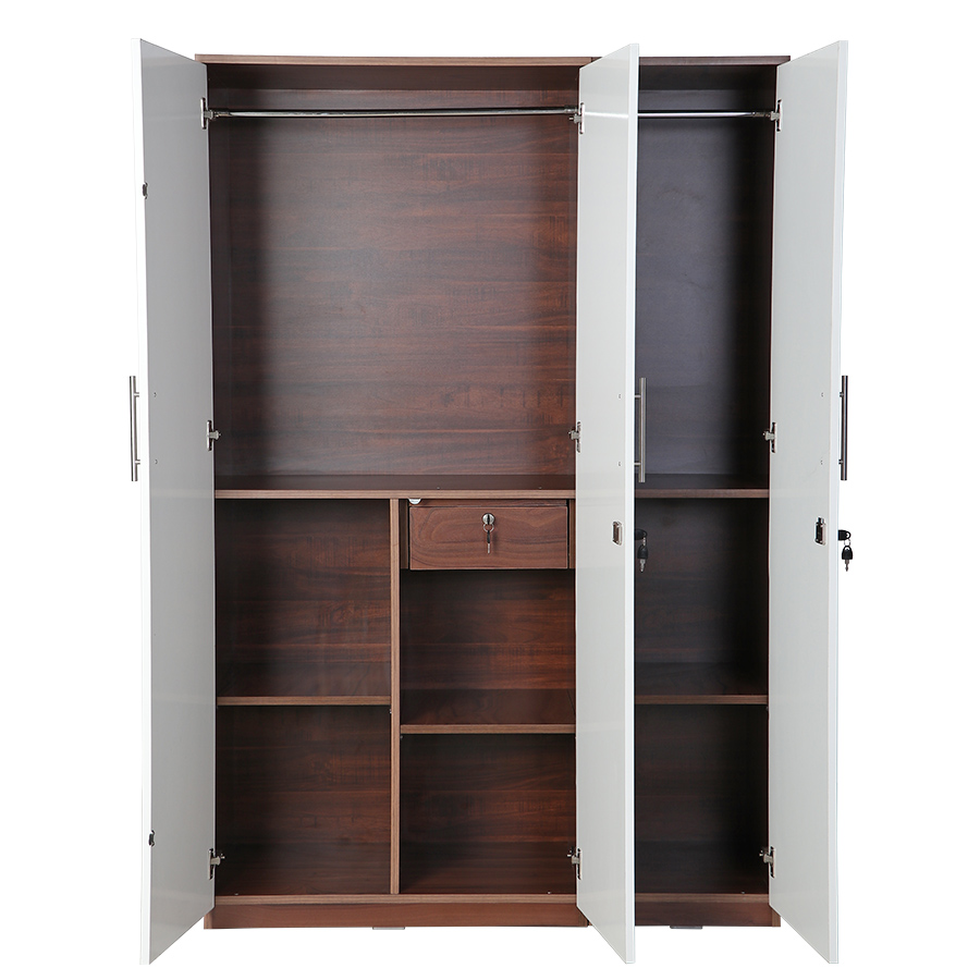 Eleganza 3 Door Wardrobe (Dark Walnut & Frosty White)-2