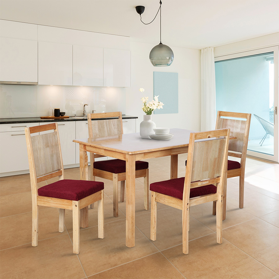 AristoWood Dining Set 4 Seater (Burgundy)