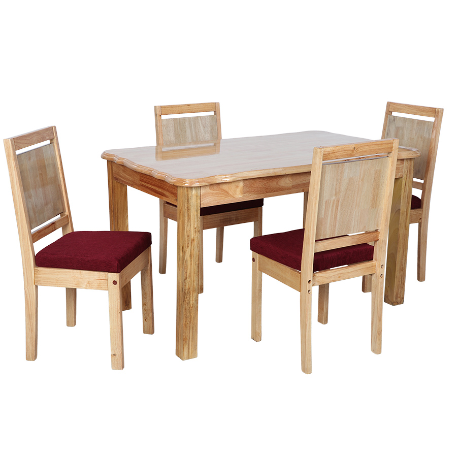 Oakwood Dining Set 4 Seater (Burgundy)