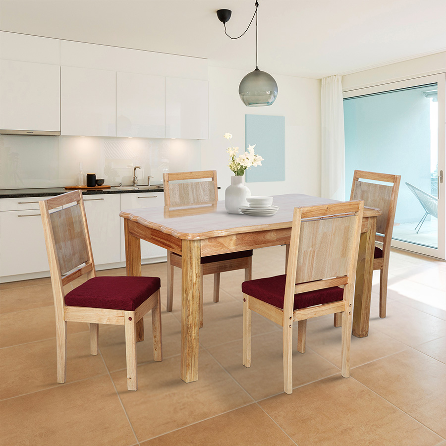 Oakwood Dining Set 4 Seater (Burgundy)