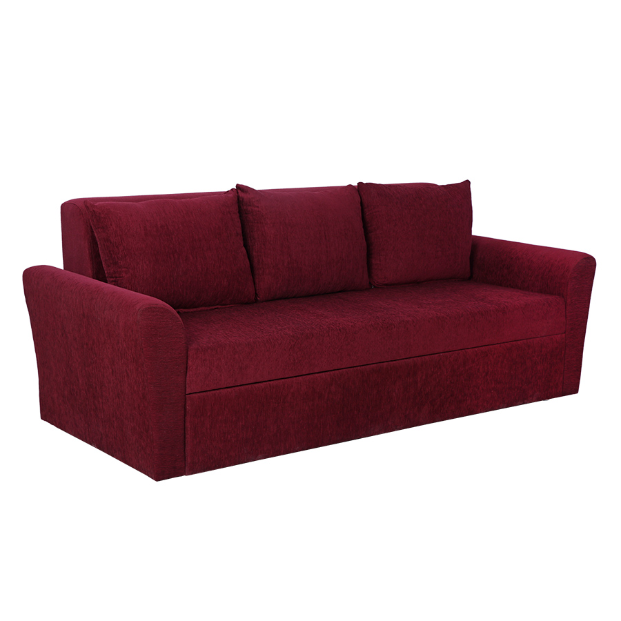 PureRest Fabric Sofa Cum Bed 3 Seater (Burgundy)