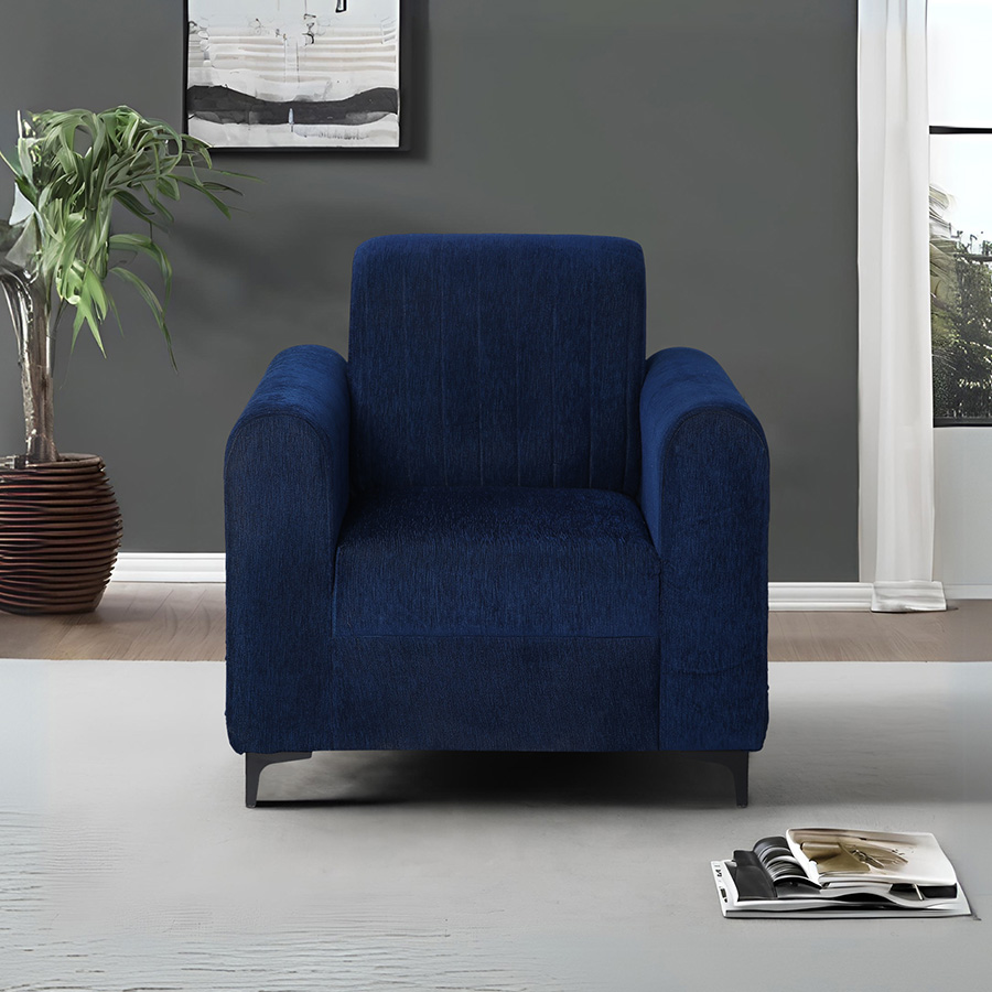 CasaCove Fabric Sofa 1 Seater (Navy Blue)