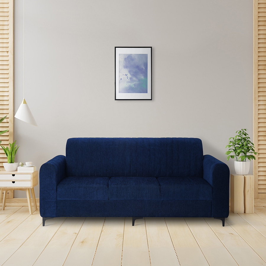 CasaCove Fabric Sofa 3 Seater (Navy Blue)