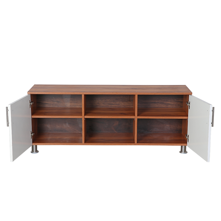 LuxeView TV Unit (Natural Teak & Frosty White)