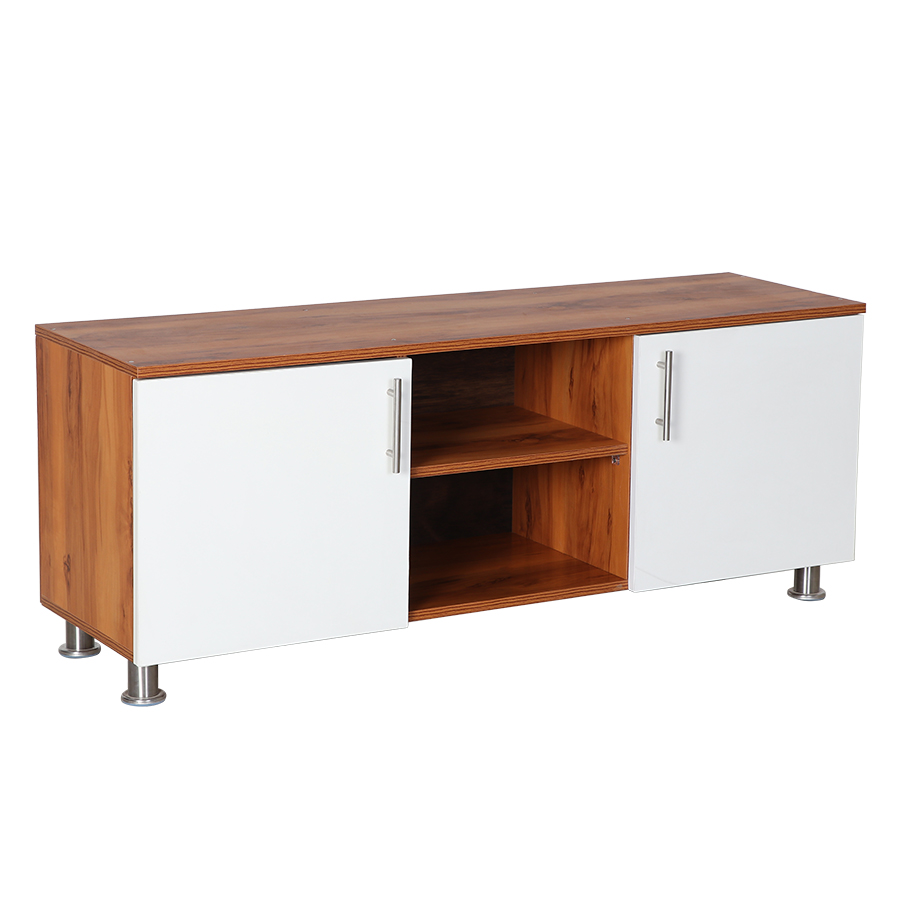 LuxeView TV Unit (Natural Teak & Frosty White)