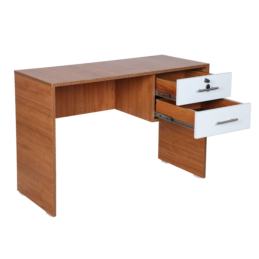 Desky Study Table (Light Walnut & Frosty White)-2